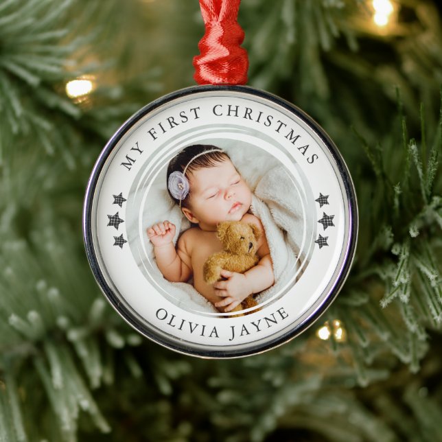 Ornement En Métal Mon premier garde photo pour bébé de Noël (Arbre)