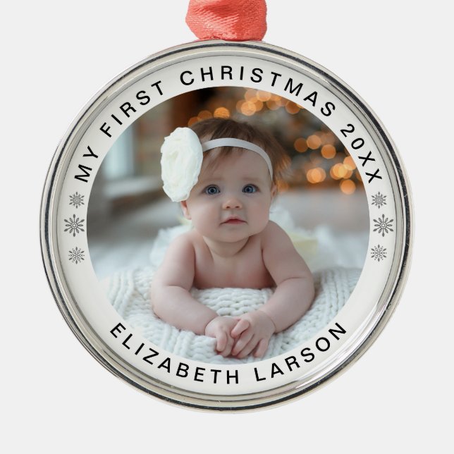 Ornement En Métal Mon premier Noël personnalisé Baby Photo Metal (Devant)