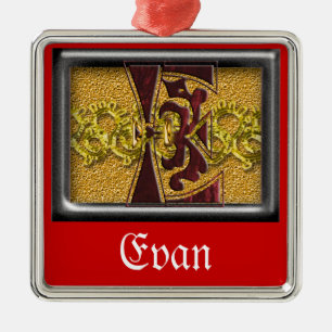 Ornement En Métal monogramme rouge E