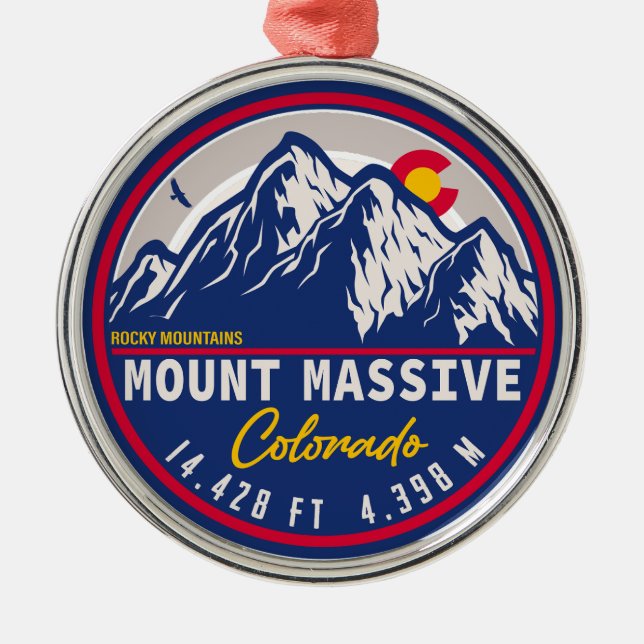 Ornement En Métal Mont Massive Colorado - 14ers quatorteener randonn (Devant)