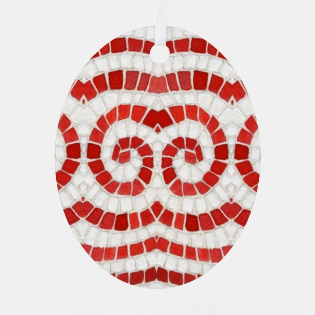 Ornement En Métal MOSAÏQUE IONIQUE ROUGE Métal Ornement ovale (Recto)