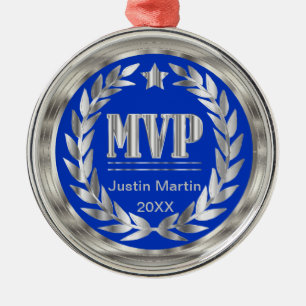 Ornement En Métal Most Valuable Player Silver and Blue Medal Award