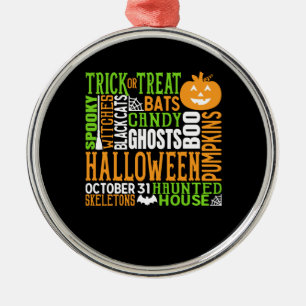Ornement En Métal Mot d'Halloween Jumble coloré mignon araignée Citr