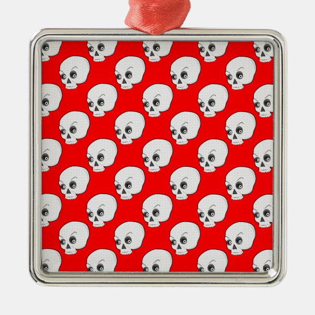 Ornement En Métal Motif crâne sur Arrière - plan rouge (Devant)