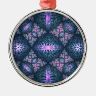 Ornement En Métal motif d'art fractal 3D Turquoise violet rose