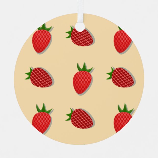 Ornement En Métal Motif de fraises pour les fruits à l'été bonnes vi (Recto)