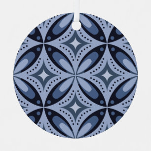 Ornement En Métal Motif géométrique bleu de style rétro