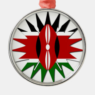 Ornement En Métal Motif vibrant du drapeau kenyan : une œuvre d'art