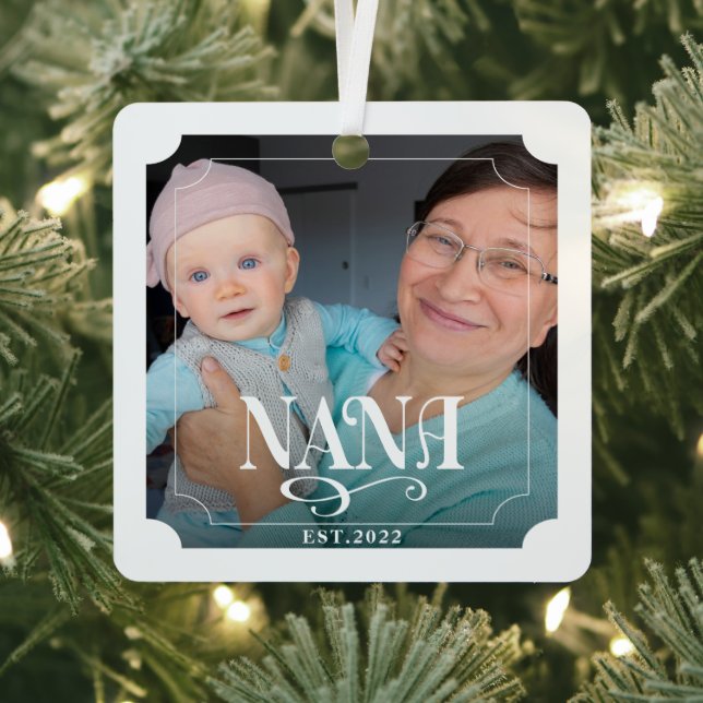 Ornement En Métal Nana Année Etablie 2 Photo Noël (Insitu)