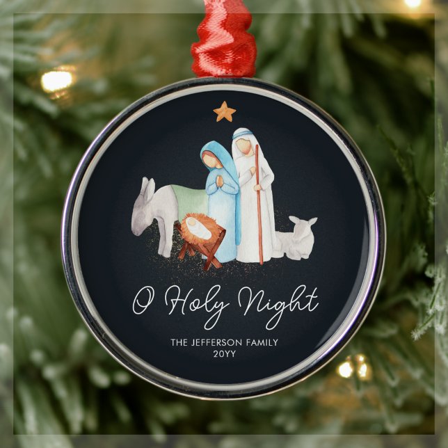 Ornement En Métal Nativité Bleue Noël religieux (Créateur téléchargé)