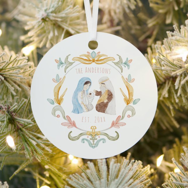 Ornement En Métal Nativité chrétienne de Noël (Insitu)