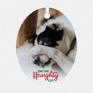 Ornement En Métal Naughty Nice Liste 2 Photo Chien