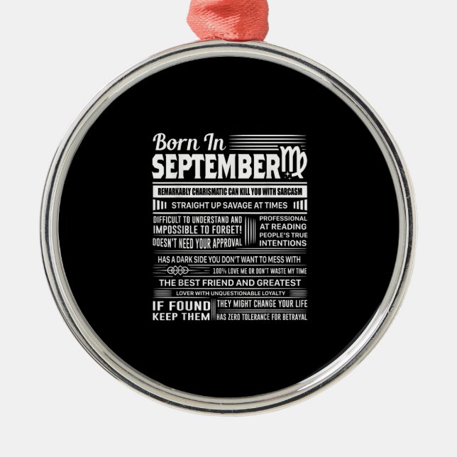 Ornement En Métal Né en septembre virgo drôle cadeau d'anniversaire (Devant)