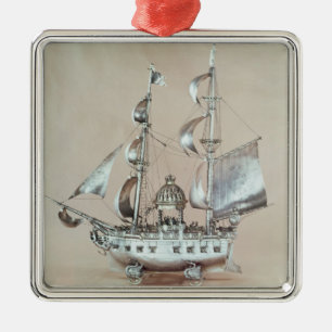 Ornement En Métal Nef argenté