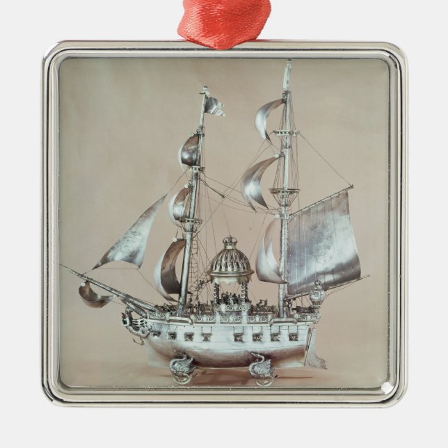 Ornement En Métal Nef argenté (Devant)