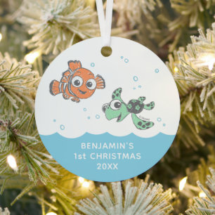 Ornement En Métal Nemo et Squirt, premier Noël