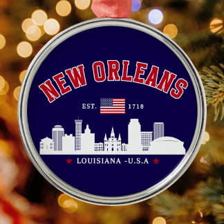 Ornement En Métal New Orleans Louisiana Vintage Skyline Metal Orname