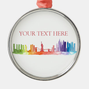 Ornement En Métal NEW YORK CITY skyline Colorful rainbow modern