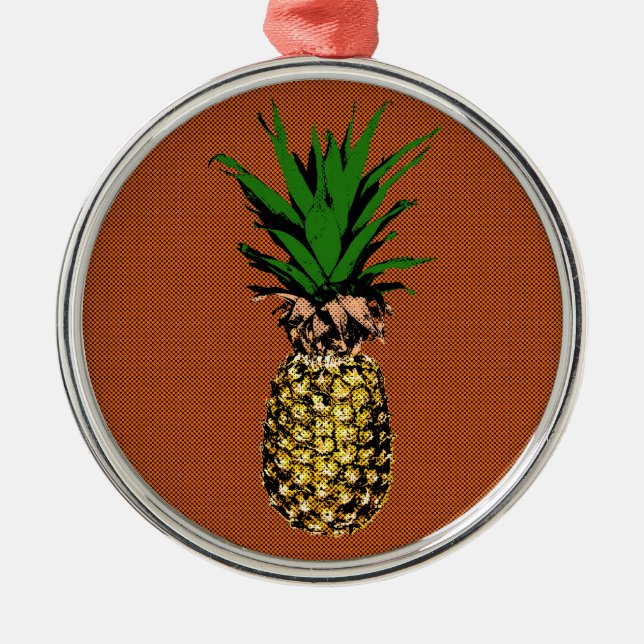 Ornement En Métal Newsprint ananas (Devant)