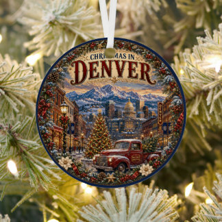 Ornement En Métal Noël à Denver Vintage Travel Keepsake