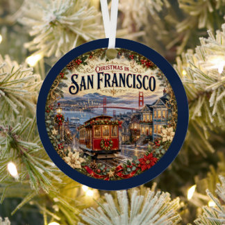 Ornement En Métal Noël à San Francisco Souvenir de voyage vintage
