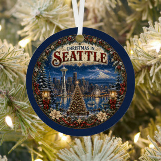 Ornement En Métal Noël à Seattle Souvenir de voyage vintage