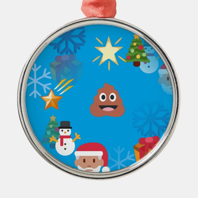Ornement En Métal noël de poop émoji (Devant)