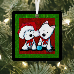 Ornement En Métal Noël de Westie Terrier Duo
