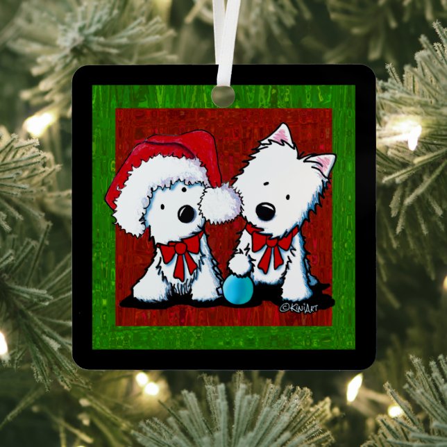 Ornement En Métal Noël de Westie Terrier Duo (Insitu)