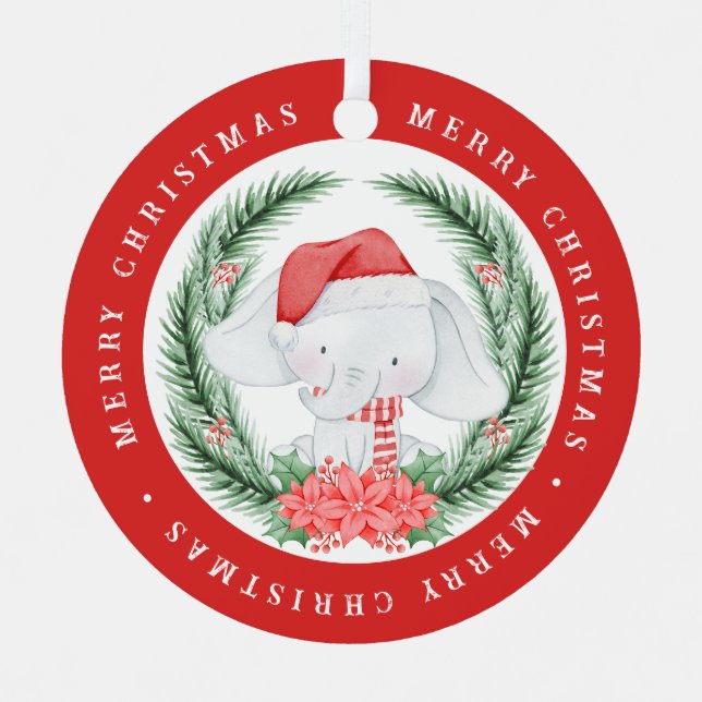 Ornement En Métal Noël des éléphants blancs (Recto)