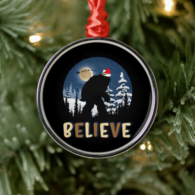 Ornement En Métal Noël drôle Noël Noël Noël Bigfoot Croire Sasquatch (Arbre)