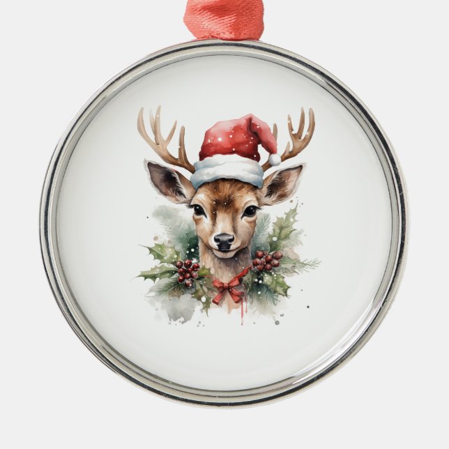 Ornement En Métal Noël du Père Noël Reindeer (Devant)