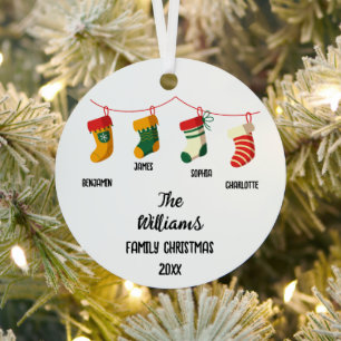 Ornement En Métal Noël Familial Personnalisé Avec 4 noms personnalis