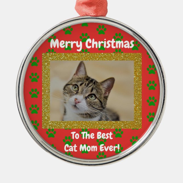 Ornement En Métal Noël Meilleur Chat Maman Ever Pet Photo (Devant)