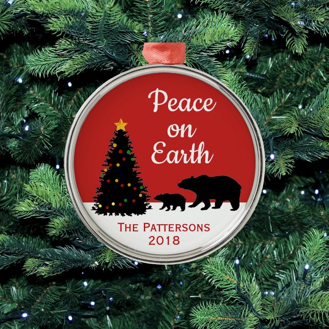 Ornement En Métal Noël Moderne Porte La Paix Sur Terre (Créateur téléchargé)
