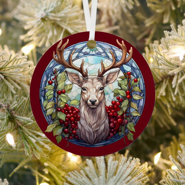 Ornement En Métal Noël pour papa Cerf Antlers Rouge Bleu (Insitu)
