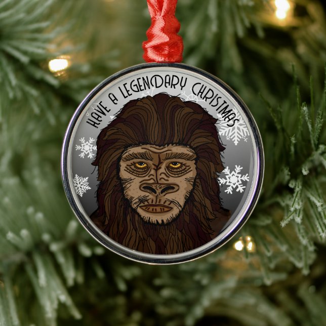 Ornement En Métal Noël Sasquatch Bigfoot et Snowflakes (Arbre)