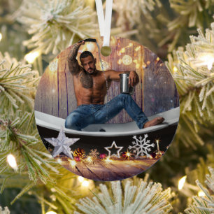 Ornement En Métal Noël SlipperyJoe en or argent étoiles lumières hum