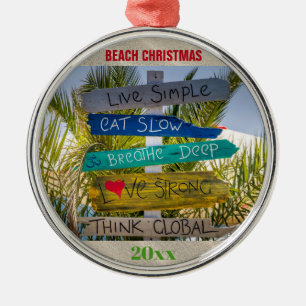 Ornement En Métal Noël Tropical Beach Inspiration personnalisée