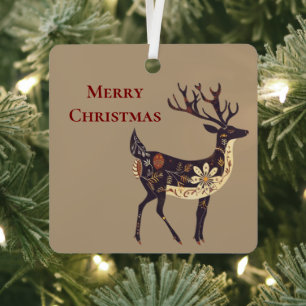 Ornement En Métal Noël Whimsical Brown Deer