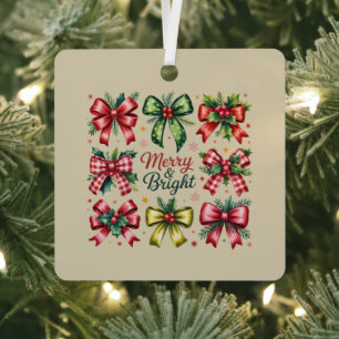 Ornement En Métal Noeud Coquet Noël Santa Vintage Xmas