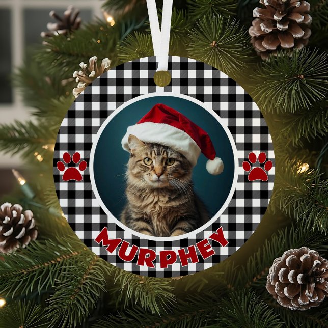 Ornement En Métal Noir et blanc Plat Noël Personnalisé Animaux domes (Créateur téléchargé)