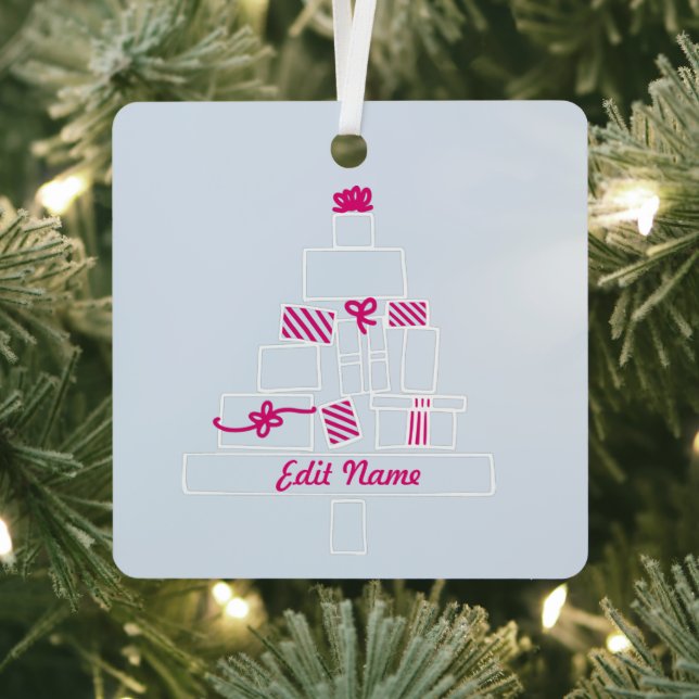 Ornement En Métal Nom et photo de Noël personnalisés (Insitu)