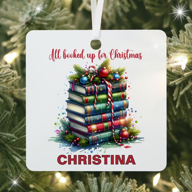 Ornement En Métal Nom personnalisé du lecteur de livres de Noël (Créateur téléchargé)