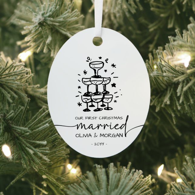 Ornement En Métal Noms personnalisés des mariés de Noël (Insitu)