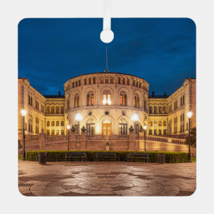 Ornement En Métal Norvège Oslo Bâtiment De Stockage La Nuit