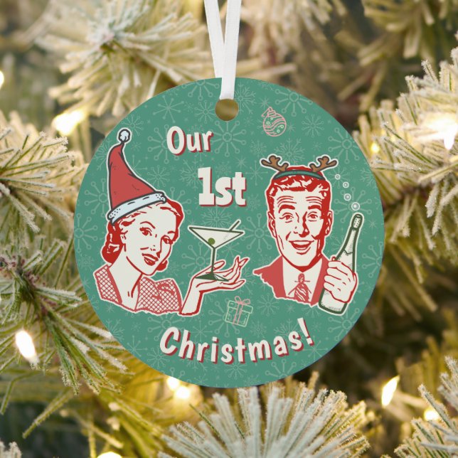 Ornement En Métal Notre 1ère femme mariée rétro de Noël (Insitu)