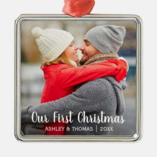 Ornement En Métal Notre carré moderne de première de Noël photo de