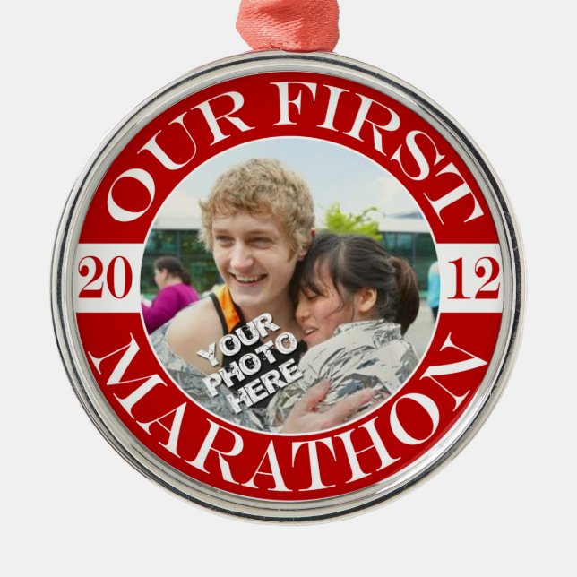 Ornement En Métal Notre premier marathon - 2012 (Devant)