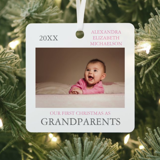 Ornement En Métal Notre Premier Noël En Grand-Parents (Insitu)